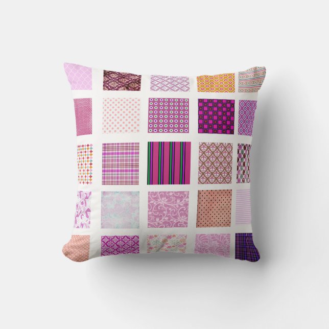 Almofada Teste padrão de mosaico cor-de-rosa (Frente)