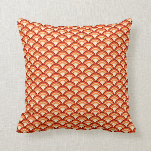 Almofada Teste padrão de onda do art deco - laranja da
