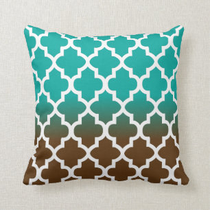 Almofada Teste padrão de Quatrefoil da mistura de turquesa