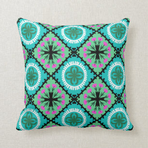 Almofada Teste padrão de Suzani com motivos do Uzbeque e d