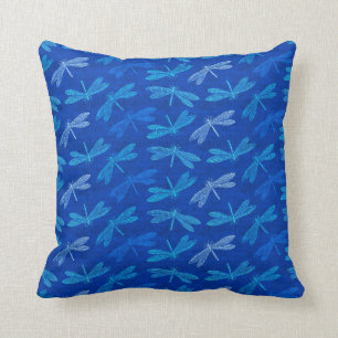 Almofada Teste padrão decorativo da libélula dos azuis
