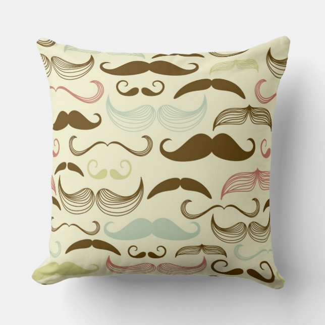 Almofada Teste padrão do bigode, estilo retro 4 (Frente)
