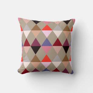 Almofada Teste padrão do Harlequin/diamante - Taupe multi