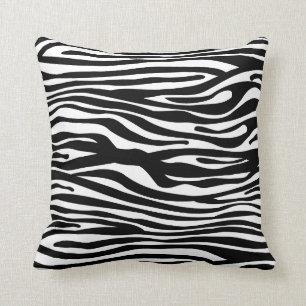 Almofada Teste padrão do impressão da zebra - preto e