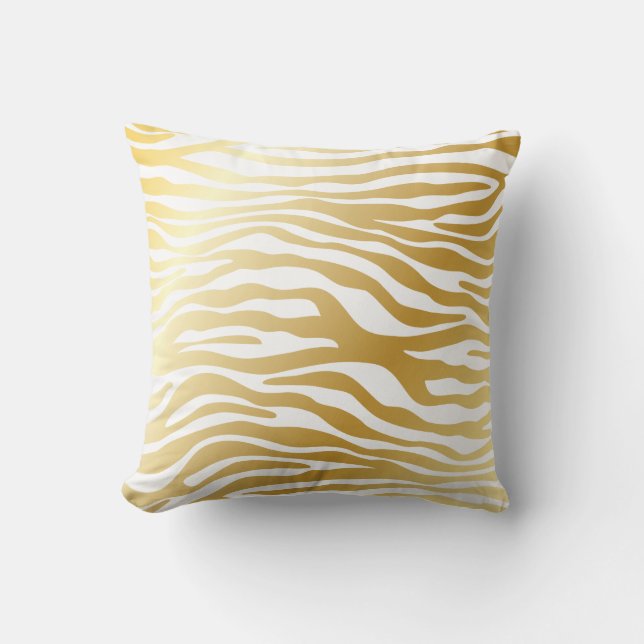 Almofada Teste padrão Dourado brilhante da zebra (Frente)