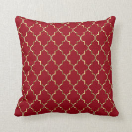 Almofada Teste padrão Dourado de Quatrefoil na obscuridade