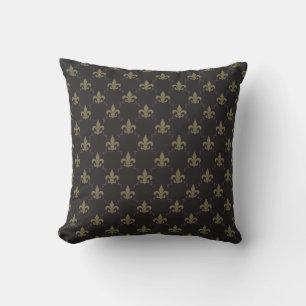 Almofada Teste padrão Dourado preto luxuoso da flor de lis