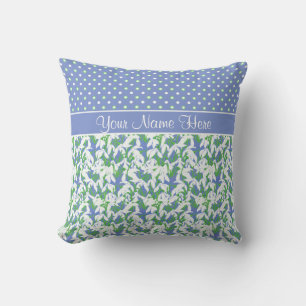 Almofada Teste padrão e bolinhas de Snowdrops no azul