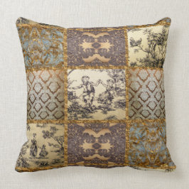 Almofada Teste padrão elegante Toile do vintage da edredão