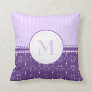 Almofada Teste padrão feito sob encomenda roxo do monogram