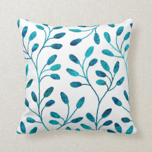 Almofada Teste padrão floral azul da cerceta decorativa do
