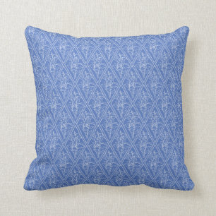 Almofada Teste padrão floral azul do diamante da pervinca