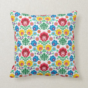 Almofada Teste padrão floral da arte popular do coração