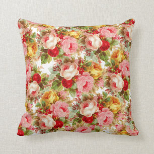 Almofada Teste padrão floral das rosas vermelhas amarelas