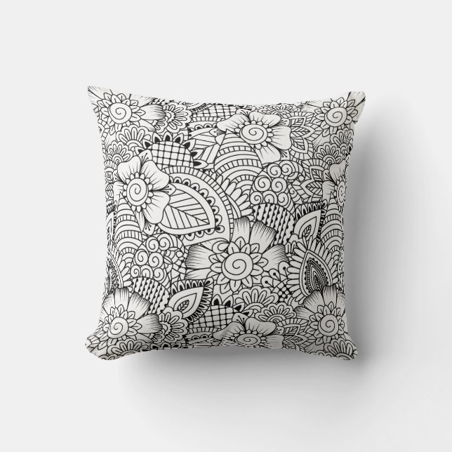 Almofada Teste padrão floral do Doodle (Frente)