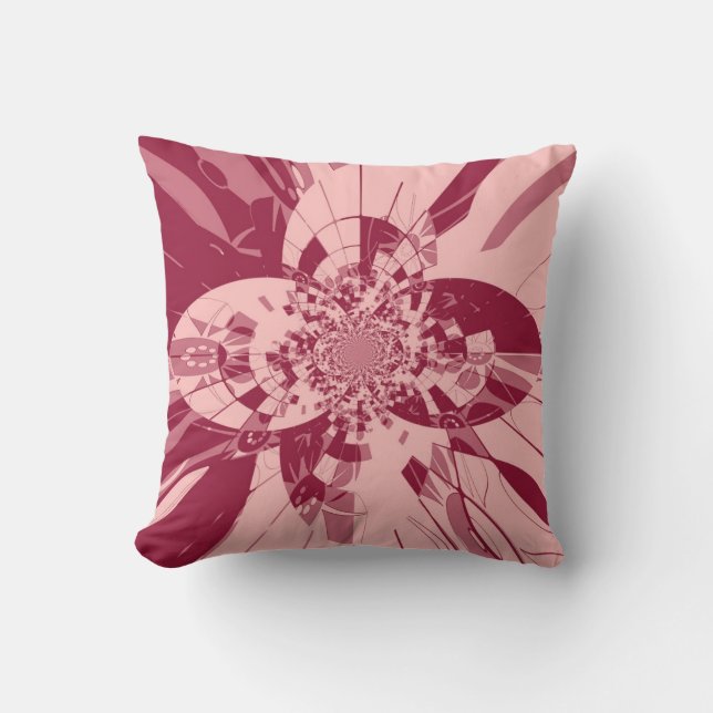 Almofada Teste padrão floral do rosa retro do art deco (Frente)