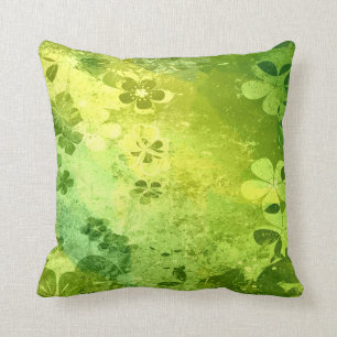 Almofada Teste padrão floral do vintage verde do grunge do