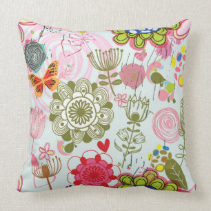 Almofada Teste padrão floral no estilo retro 2