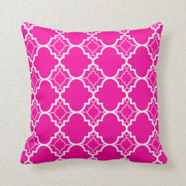 Almofada Teste padrão geométrico de Quatrefoil do rosa