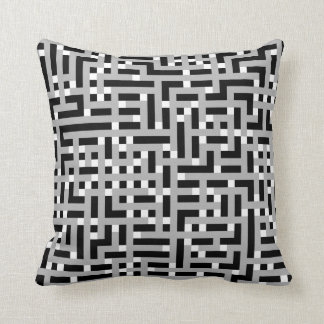 Almofada Teste padrão geométrico nas cinzas, preto e