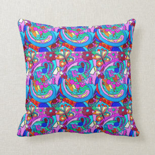 Almofada teste padrão groovy retro do amor do hippie