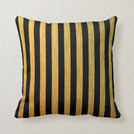 Almofada Teste padrão listrado preto dourado elegante