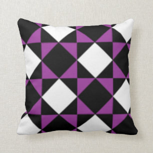 Almofada Teste padrão moderno roxo branco preto da