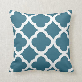 Almofada Teste padrão na moda do trevo no azul e no branco