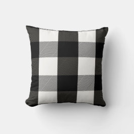 Almofada Teste padrão preto e branco da flanela da xadrez