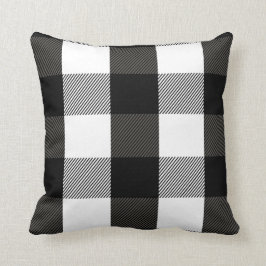 Almofada Teste padrão preto e branco da flanela da xadrez