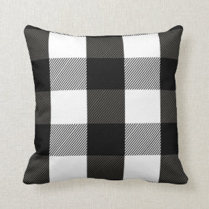 Almofada Teste padrão preto e branco da flanela da xadrez