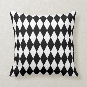 Almofada Teste padrão preto e branco do Harlequin do