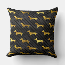 Almofada Teste padrão preto e Dourado do Dachshund