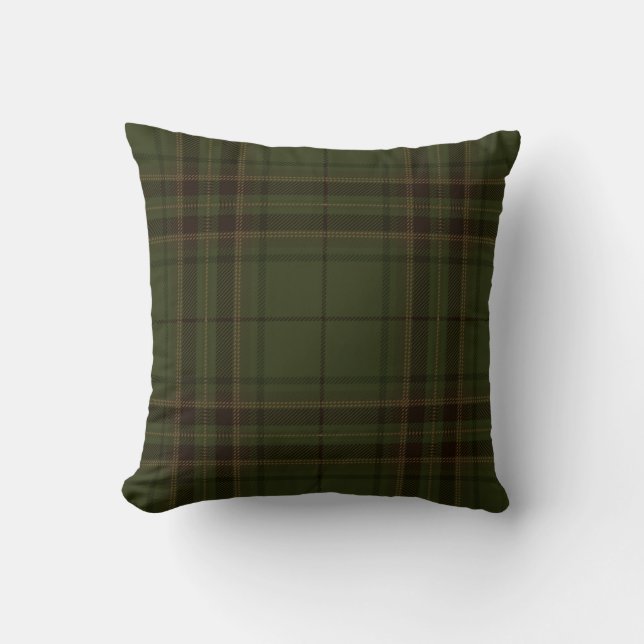 Almofada Teste padrão preto verde escuro do Scottish da (Frente)