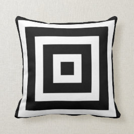Almofada Teste padrão quadrado moderno em preto e branco