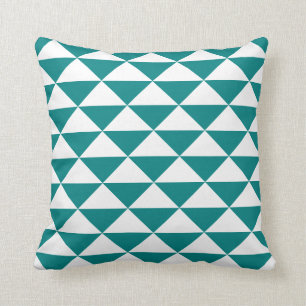 Almofada Teste padrão triangular geométrico azul e branco