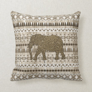 Almofada Teste padrão tribal do elefante lunático no desi