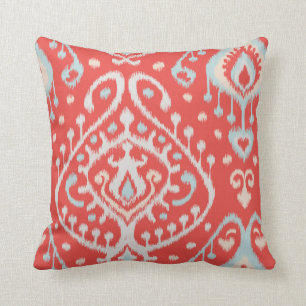 Almofada Teste padrão tribal do ikat feminino vermelho