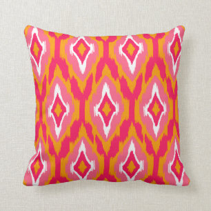 Almofada Teste padrão tribal fúcsia 1a de Ikat do rosa