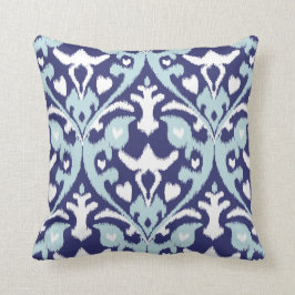 Almofada Teste padrão tribal moderno do ikat feminino azul