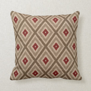Almofada Teste padrão tribal Tan vermelho Khaki do diamant