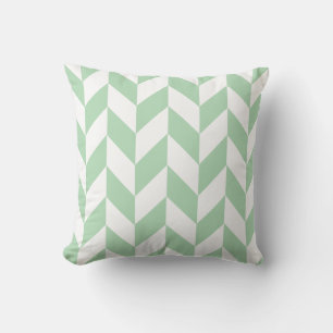 Almofada Teste padrão verde de Herringbone da hortelã