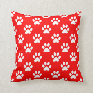 Almofada Teste padrão vermelho e branco das patas