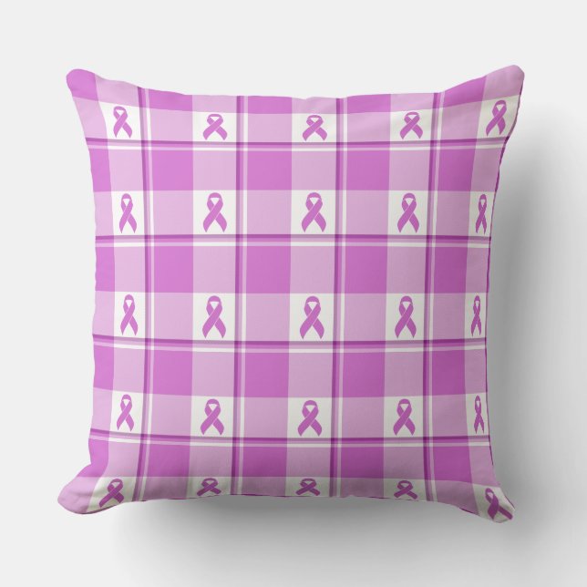 Almofada Testicular Cancer Awareness Plaid Purple Ribbon (Frente)