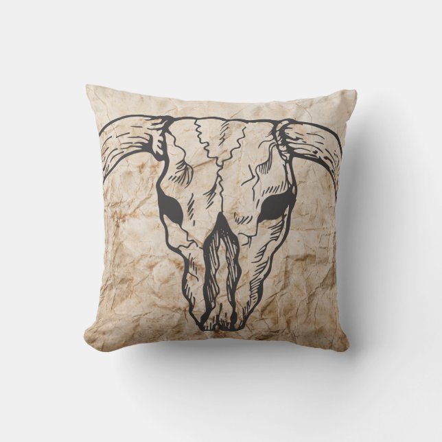 Almofada Texas Longhorn Bull Skull (Frente)