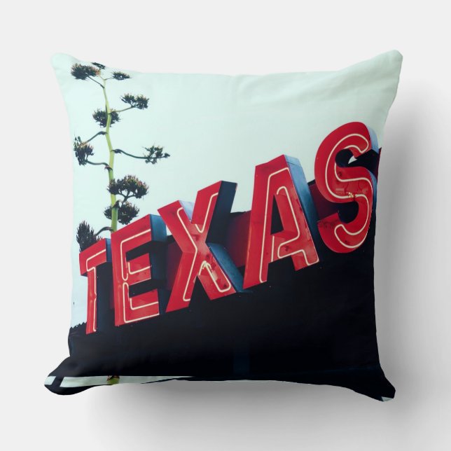 Almofada Texas Red Neon Lights EUA América (Frente)