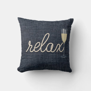 Almofada texto da corda "relaxe" na extremidade azul