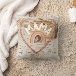 Almofada Texto de Boho Mama com Penas de Lua e Nomes de Cri