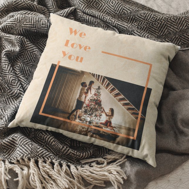 Almofada Texto de Fotografia da Família Personalizada Flora (Criador carregado)