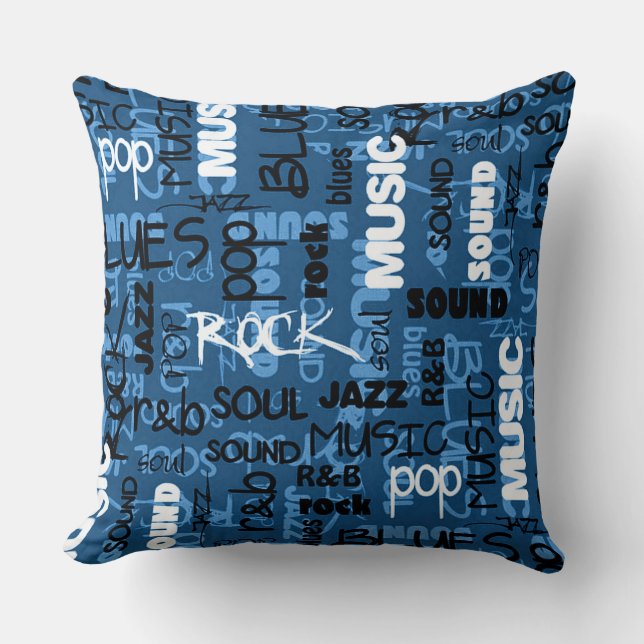 Almofada Texto de Música do Blue Rock Pop R & B (Frente)